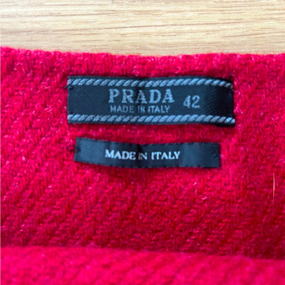 Cranberry Red Vintage Prada Wool Skirt